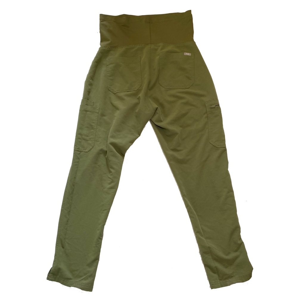 Figs Yola Maternity Skinny Scrub Pants Sz M Dark Olive Green Army Cargo Pockets - Picture 2 of 14
